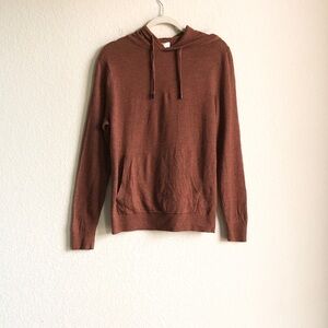 The Commons Merino Wool Hoodie Pullover Rust Brown Medium